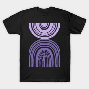 Modern print with abstract geometric purple lines and shapes T-Shirt